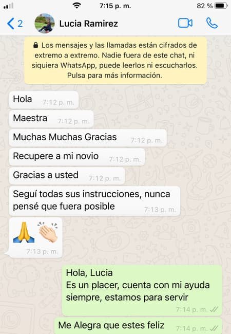 Mensaje de WhatsApp de una clienta agradeciendo el trabajo de amor (1)
