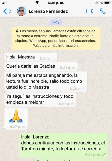 Mensaje de WhatsApp de una clienta agradeciendo el trabajo de amor (2)